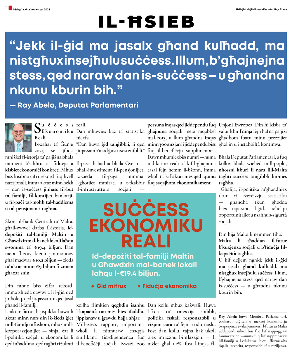 Ray Abela — article excerpt, il-Ħsieb, August 6, 2025